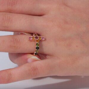Multi-Tourmaline Cross Ring